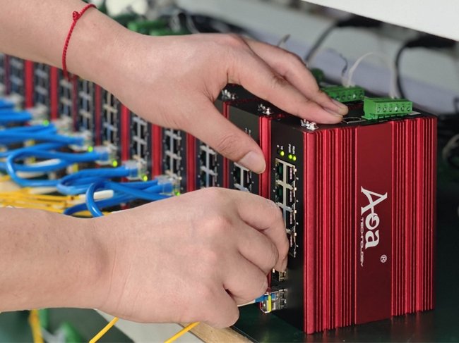 AOA IMS3200_Industrial managed switch testing in production